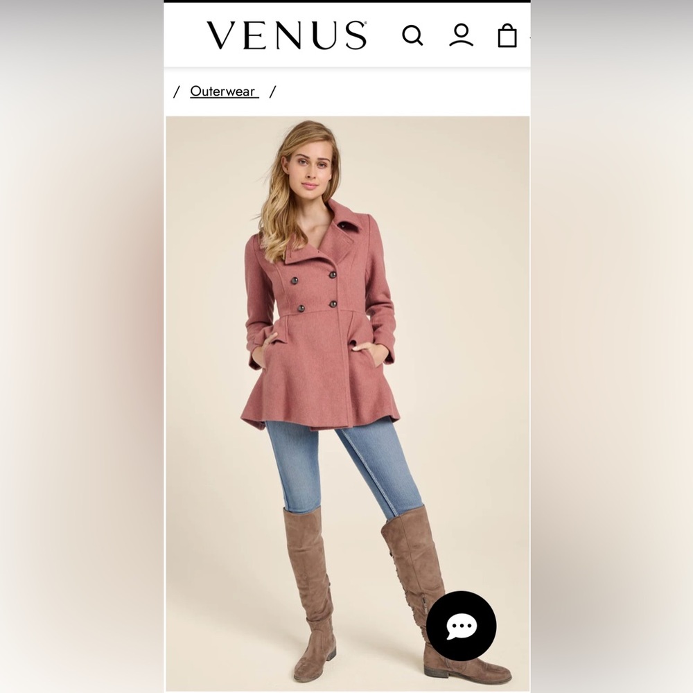 VENUS mauve pink pea coat  NWOT size small